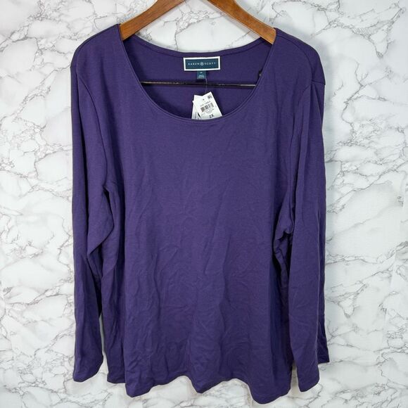 Karen Scott Women’s Plus Blouse Top sz 2X Scoop Neck NEW #F432 - Picture 1 of 5